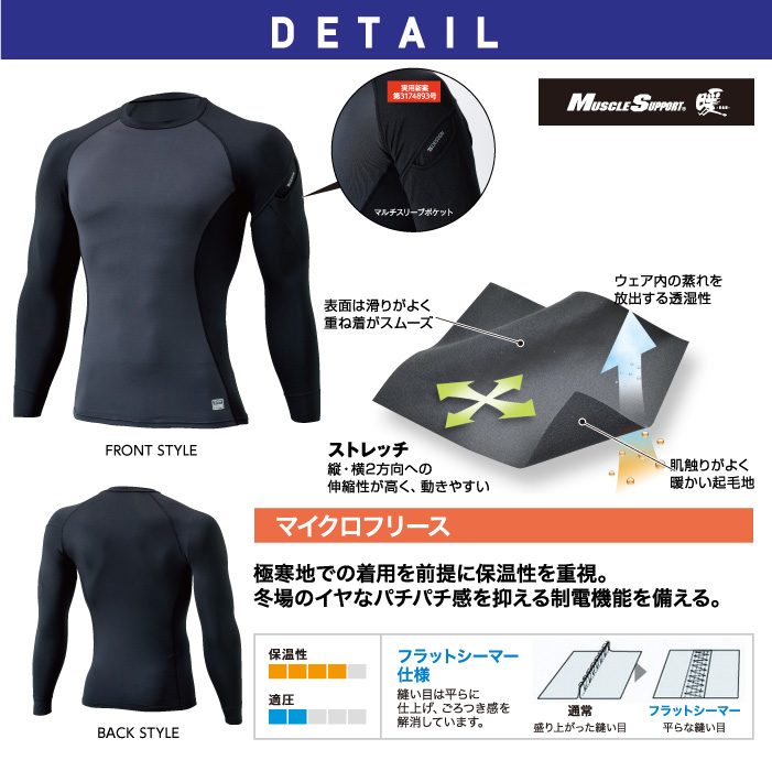 【藤和/TSDESIGN】UNDER WEAR ロングスリーブ 8225  詳細