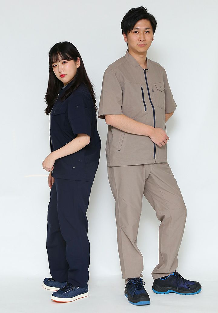 ブルゾン 半袖 メンズ UNIWEAR ユニウェア M-976 日本製生地使用 半袖ブルゾン(男女兼用) ATZ-AZ-3332 ｜作業服・安全靴の通販
