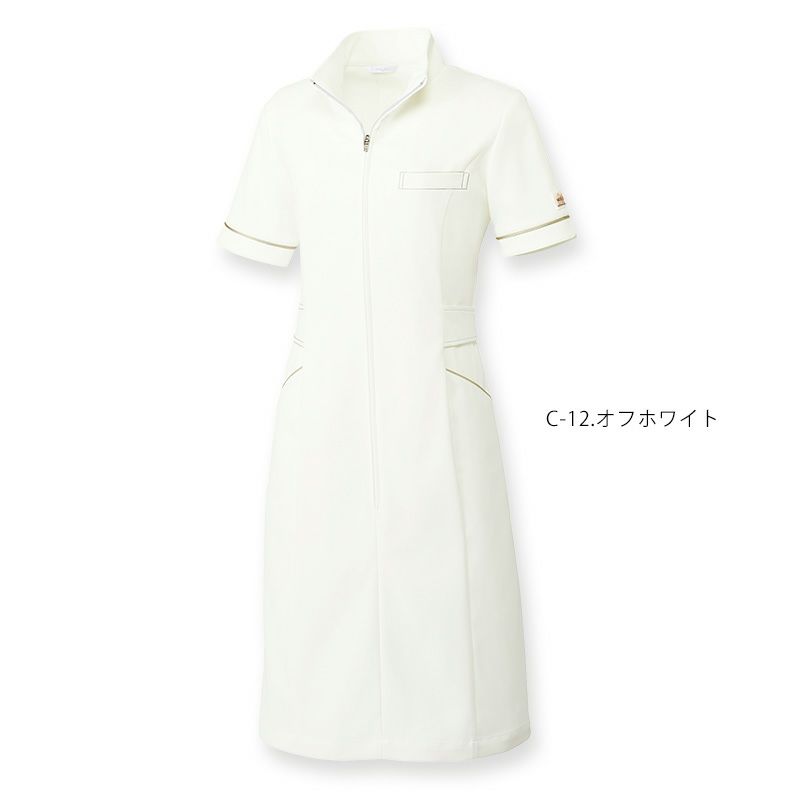 ❣️CHANEL♡スタッフユニフォーム♡ワンピースWhite❣️ サロンワンピース 女性用 レディース MK0021 MK-0021 ジップ