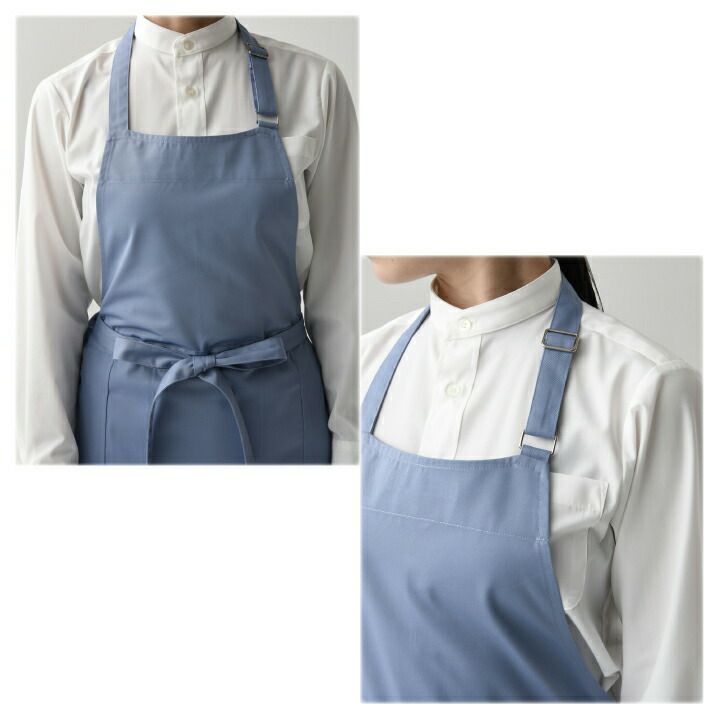エプロン 胸当て ロング セブンユニフォーム CT2377 厨房 白衣